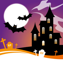 Halloween Design with Haunted House