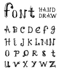 Hand drawn sketch alphabet.