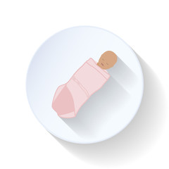 Baby in diapers flat icon