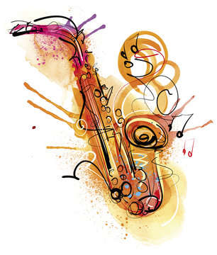 Watercolor Sax