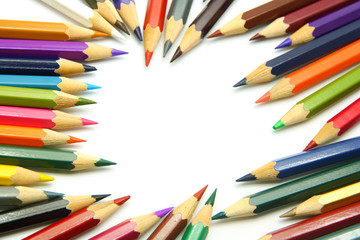 Colored pencils isolated on white background