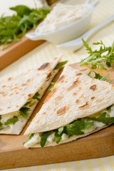 Piadina romagnola, close-up, fuoco selettivo