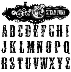 Steampunk Font, illustration.