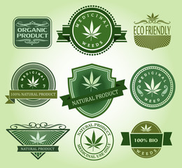 Set of Medical / medicinal marijuana labels.