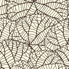 Seamless vector pattern with stylized autumn leaves.