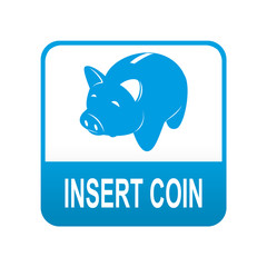 Etiqueta tipo app azul INSERT COIN