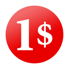 Etiqueta redonda roja 1$