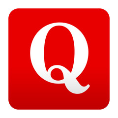 Etiqueta tipo app rojo simbolo Q