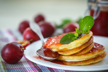 pancakes with plum jam