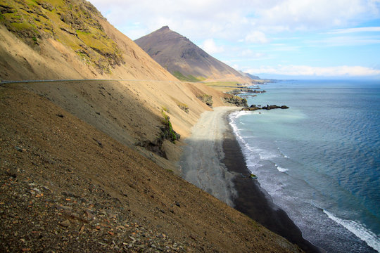 Coast in the East Fjords Iceland.