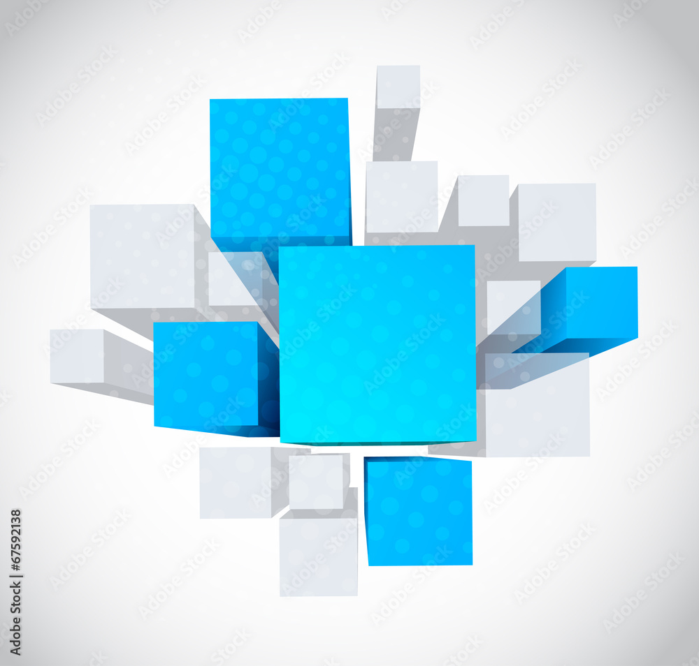 Aufkleber abstract background with 3d gray and blue cubes