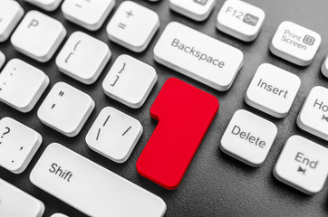 Keyboard with blank red button