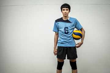 Asian Volleyball Athlete With Ball - 67593959