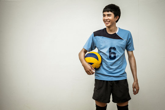 Asian Volleyball Athlete With Ball