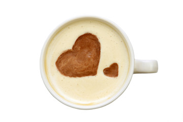 latte art - isolated cup of coffee with hearts