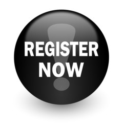 register now black glossy internet icon
