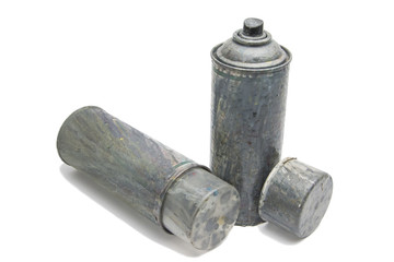 Old used spray cans