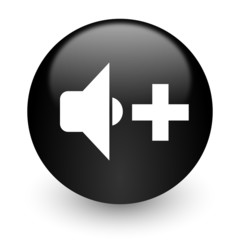 speaker volume black glossy internet icon