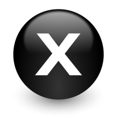 cancel black glossy internet icon