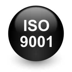 iso 9001 black glossy internet icon