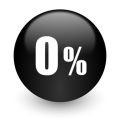 0 percent black glossy internet icon