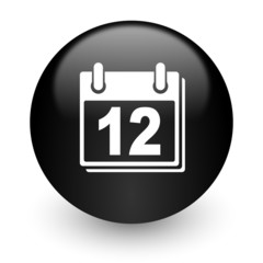 calendar black glossy internet icon