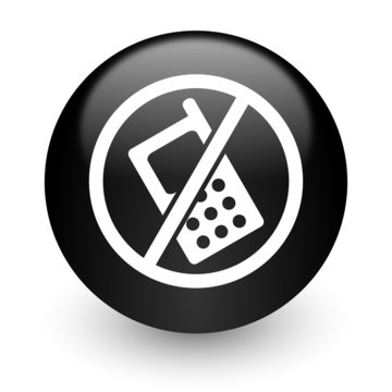 no phone black glossy internet icon