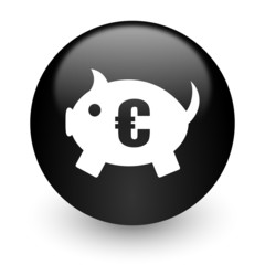 piggy bank black glossy internet icon