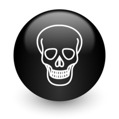 skull black glossy internet icon