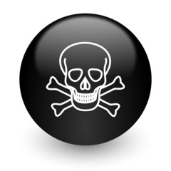 skull black glossy internet icon