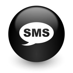 sms black glossy internet icon