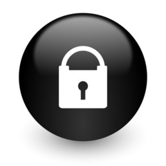 padlock black glossy internet icon