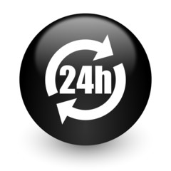 24h black glossy internet icon