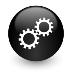 gear black glossy internet icon