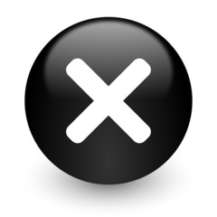 cancel black glossy internet icon