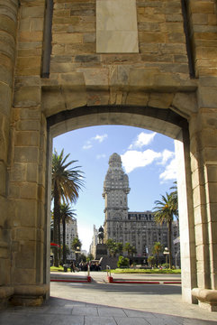 Palacio Salvo from Old city gate, Montevideo