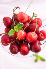 Fresh cherry in a glass