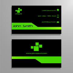 Business visit card template - green and black