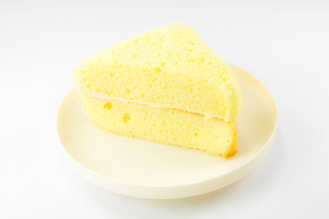 Chiffon cake on white background