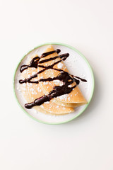 pancakes with chocolate sauce