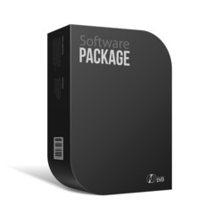 Modern Black Software Package Box With Rounded Corners