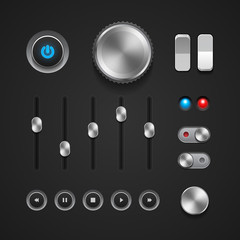 Hi-End User Interface Elements: Buttons, Switchers, On, Off