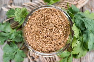 Bowl with crushed Coriander