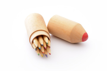 Colour pencils isolated on white background