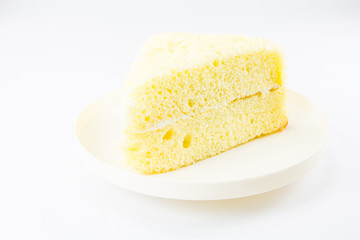 Chiffon cake on white background