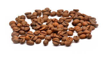 Coffee beans on white background