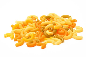 Heap of pasta on white background