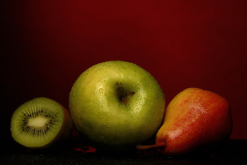 Fruits with water drops on them