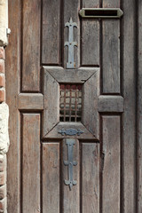 ancient brown wooden door