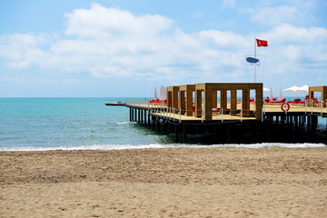 The pier near beach at the luxury hotel, Antalya, Turkey